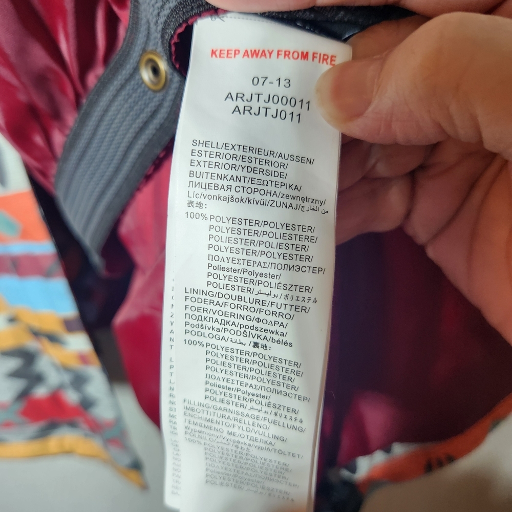 Roxy Size L Long Slim Fit Ski Snowboard 10K Sherpa Inside Blue Red Hooded Jacket - Picture 15 of 15
